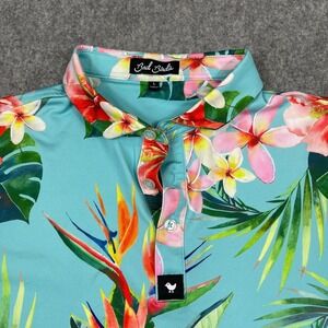Bad Birdie Golf‎ Shirt Mens Large (Small) Colorful Tropical Floral Performance